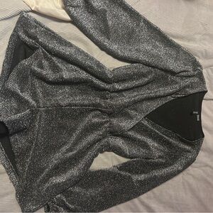 Silver Glitter Long Sleeve Top
